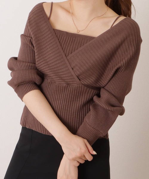Lace Ladies(レースレディース)の「フェイクレイヤードコンパクトリブニットプルオーバー(ニット/セーター・レディース・ブラック/ブラウン/ベージュ/アイボリー・FREE)」の3枚目の写真