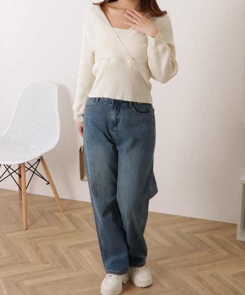Lace Ladies(レースレディース)の「フェイクレイヤードコンパクトリブニットプルオーバー(ニット/セーター・レディース・ブラック/ブラウン/ベージュ/アイボリー・FREE)」の6枚目の写真