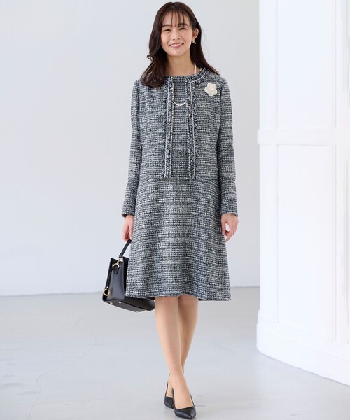 ラメループモールツイード ジャケット（ノーカラージャケット）｜組曲