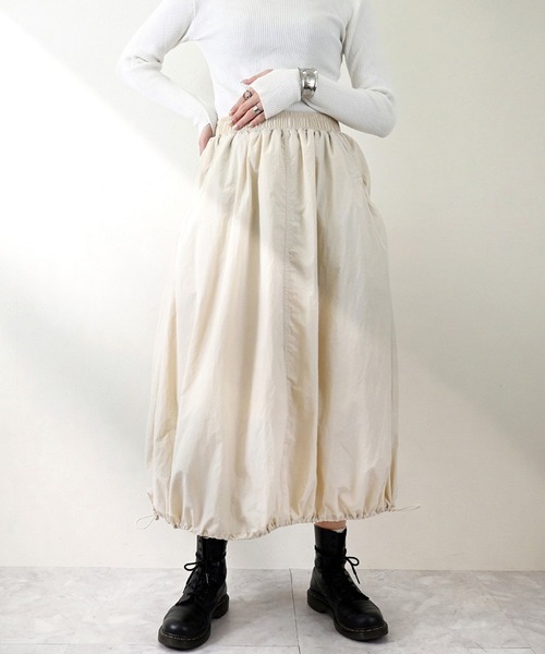 STYLEBLOCK(スタイルブロック)の「Nタフタバルーンギャザースカート(スカート・レディース・ブラック/ピンク/カーキ/ホワイト系その他/ライトグレー・M)」の2枚目の写真