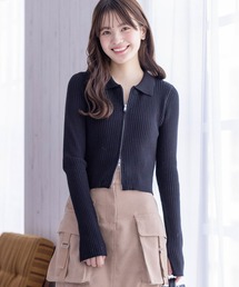 clear | 長袖ダブルジップニットトップス≪2023AW新作≫(ニット/セーター)