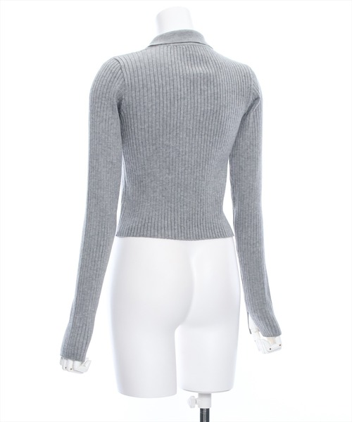 セール】長袖ダブルジップニットトップス [スタイルアップ]（ニット