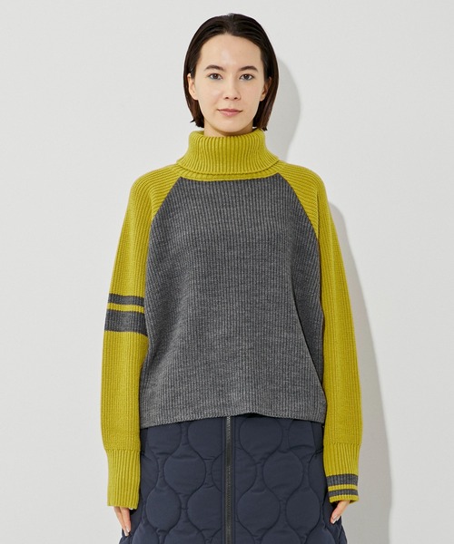 CITY TOKYO（シティトウキョウ）の「バイカラーラグランタートルニットトップス（ニット/セーター・レディース・ブラック/グレー/ベージュ・FREE）」の14枚目の写真