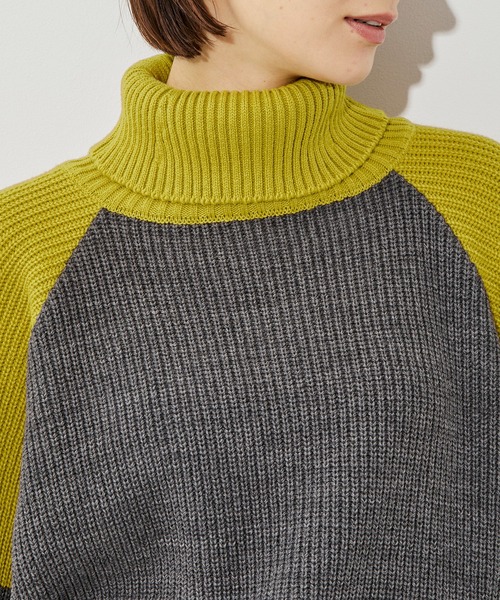 CITY TOKYO（シティトウキョウ）の「バイカラーラグランタートルニットトップス（ニット/セーター・レディース・ブラック/グレー/ベージュ・FREE）」の17枚目の写真