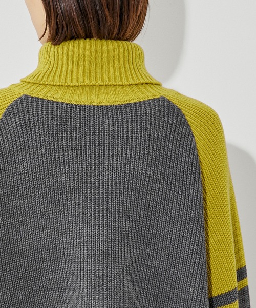 CITY TOKYO（シティトウキョウ）の「バイカラーラグランタートルニットトップス（ニット/セーター・レディース・ブラック/グレー/ベージュ・FREE）」の18枚目の写真