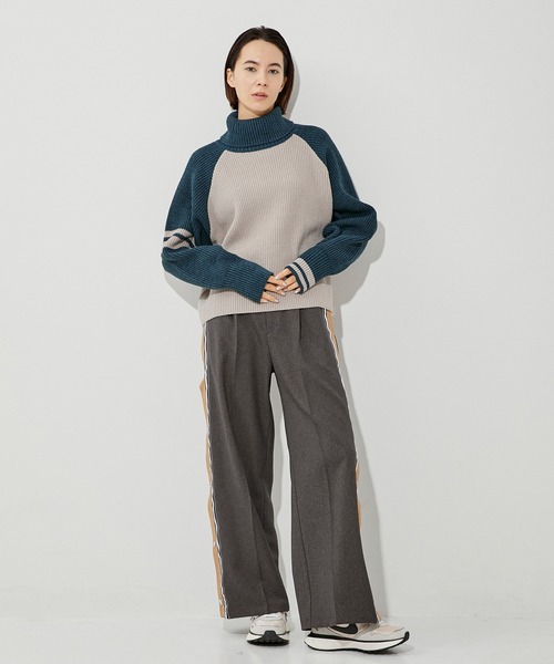 CITY TOKYO（シティトウキョウ）の「バイカラーラグランタートルニットトップス（ニット/セーター・レディース・ブラック/グレー/ベージュ・FREE）」の20枚目の写真