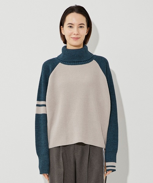 CITY TOKYO（シティトウキョウ）の「バイカラーラグランタートルニットトップス（ニット/セーター・レディース・ブラック/グレー/ベージュ・FREE）」の22枚目の写真