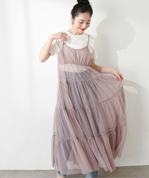 natural couture | チュールティアードキャミワンピース(ワンピース)