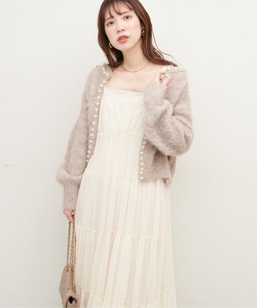 アンミヌ　UNMINOU　ワンピース　チュールティアードドレス unminou♡アンミヌ♡チュールティアードドレス ベージュ