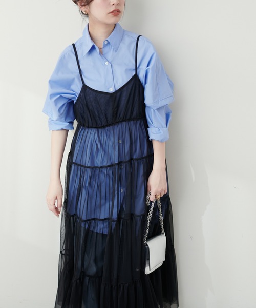 セール】チュールティアードキャミワンピース（ワンピース）｜natural