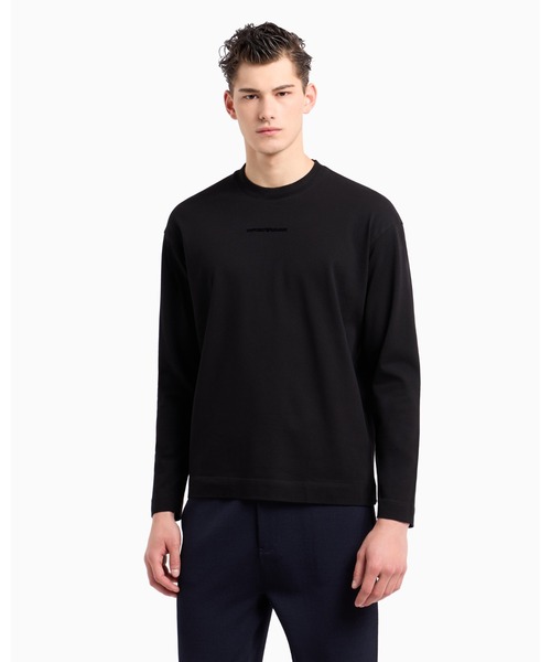 EMPORIO ARMANI（エンポリオアルマーニ）の「【エンポリオ アルマーニ】オーバーサイズトップス シルケットピケ マイクロロゴ（Tシャツ/カットソー・メンズ・ネイビー/ブラック・LARGE/MEDIUM/SMALL/X-SMALL/X-LARGE/XX-LARGE/XXX-LARGE/XX-SMALL）」の5枚目の写真