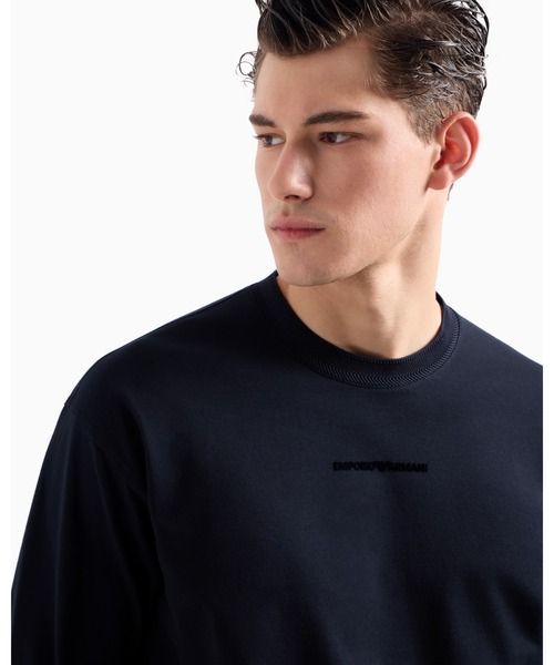 EMPORIO ARMANI（エンポリオアルマーニ）の「【エンポリオ アルマーニ】オーバーサイズトップス シルケットピケ マイクロロゴ（Tシャツ/カットソー・メンズ・ネイビー/ブラック・LARGE/MEDIUM/SMALL/X-SMALL/X-LARGE/XX-LARGE/XXX-LARGE/XX-SMALL）」の9枚目の写真