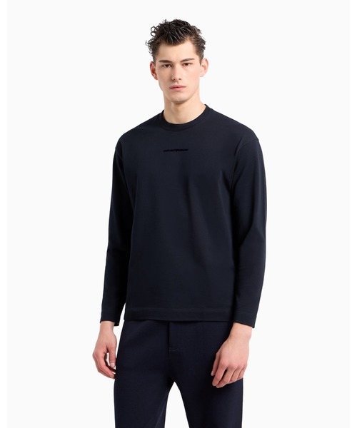 EMPORIO ARMANI（エンポリオアルマーニ）の「【エンポリオ アルマーニ】オーバーサイズトップス シルケットピケ マイクロロゴ（Tシャツ/カットソー・メンズ・ネイビー/ブラック・LARGE/MEDIUM/SMALL/X-SMALL/X-LARGE/XX-LARGE/XXX-LARGE/XX-SMALL）」の10枚目の写真