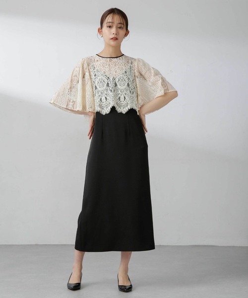 troisiemeCHACO（トロワズィエムチャコ）の「troisiemechaco/パネルレース ダブルクロス 3WAYワンピース（ドレス・レディース・その他1/ミント/ネイビー・38）」の3枚目の写真