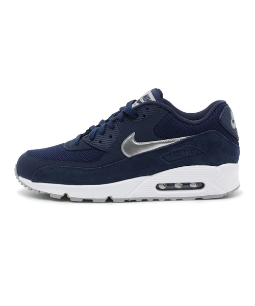 NIKE(ナイキ)の「メンズ ナイキ エアマックス ネイビー/シルバー NIKE AIR MAX 90 ESST 537384-411(スニーカー・メンズ・ネイビー・27.5cm/27cm/28cm/28.5cm/26.5cm/29cm)」の2枚目の写真