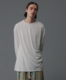 ADAM ET ROPE' | アシンメトリー ドレープ ロングスリーブ Tシャツ / サスティナブル / 吸水速乾 / UNISEX(Tシャツ/カットソー)