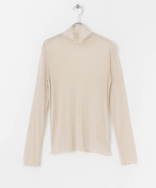 SENSE OF PLACE by URBAN RESEARCH（センスオブプレイスバイアーバンリサーチ）の「ラメシアーハイネックトップ（Tシャツ/カットソー・レディース・チャコールグレー/ライトベージュ/ブルー系その他/ピンク系その他/グレー系その他・ONE）」の14枚目の写真