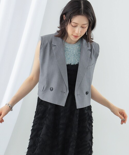 Ray BEAMS（レイビームス）の「Ray BEAMS / ストライプ クロップド ジレ（ベスト・レディース・ネイビー/グレー・0/1）」の5枚目の写真