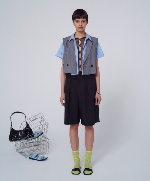 Ray BEAMS ストライプ クロップド ジレ Ray BEAMS（レイビームス）の「Ray BEAMS / ストライプ