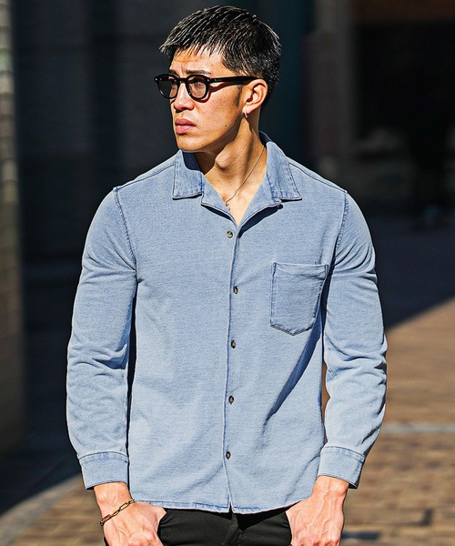 SOMEDIFF（サムディフ）の「【SOMEDIFF】開襟カットデニムシャツ メンズ（シャツ/ブラウス・メンズ・ブラック/ライトブラック/インディゴブルー/ライトブルー・XL/M/L）」の3枚目の写真