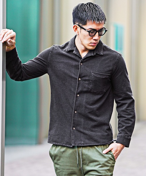 SOMEDIFF（サムディフ）の「【SOMEDIFF】開襟カットデニムシャツ メンズ（シャツ/ブラウス・メンズ・ブラック/ライトブラック/インディゴブルー/ライトブルー・XL/M/L）」の8枚目の写真