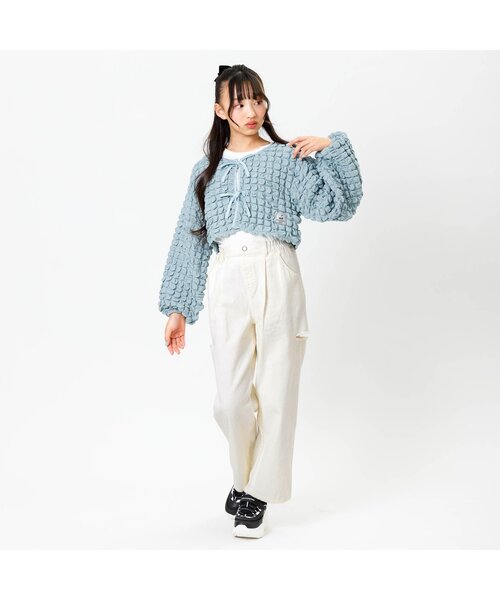 algy(アルジー)の「グランジデニムワイドパンツ(デニムパンツ・キッズ・ブラック/サックスブルー/オフホワイト・XX-SMALL/X-SMALL/MEDIUM/SMALL)」の10枚目の写真