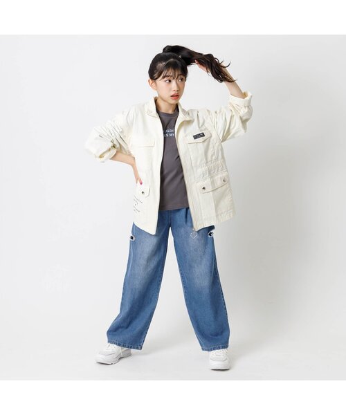 algy(アルジー)の「グランジデニムワイドパンツ(デニムパンツ・キッズ・ブラック/サックスブルー/オフホワイト・XX-SMALL/X-SMALL/MEDIUM/SMALL)」の11枚目の写真