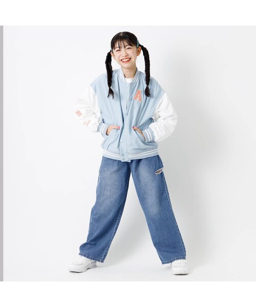 algy(アルジー)の「グランジデニムワイドパンツ(デニムパンツ・キッズ・ブラック/サックスブルー/オフホワイト・XX-SMALL/X-SMALL/MEDIUM/SMALL)」の13枚目の写真