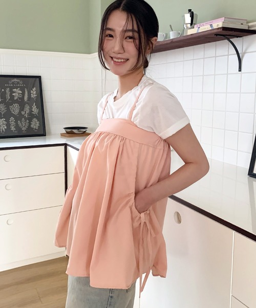 UNE MANSION(ユヌマンション)の「【2WAYスカート/キャミソール兼用】サイドビッグポケットフレアキャミソールレイヤードスカート(キャミソール・レディース・アイボリー/ブラック/ピンク・FREE)」の3枚目の写真