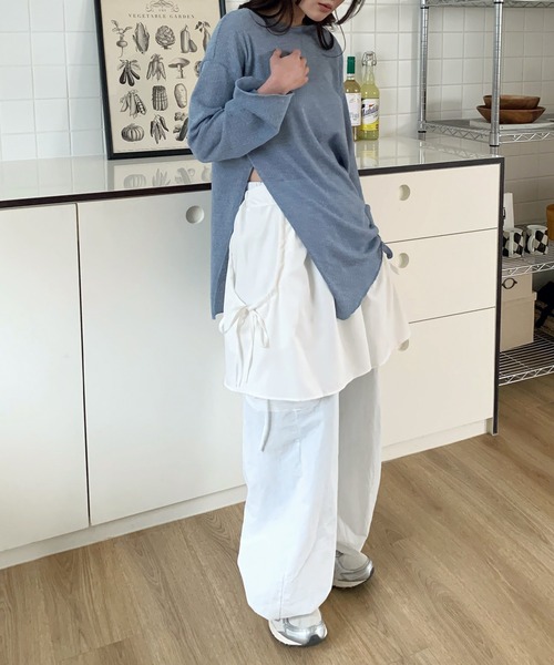 UNE MANSION(ユヌマンション)の「【2WAYスカート/キャミソール兼用】サイドビッグポケットフレアキャミソールレイヤードスカート(キャミソール・レディース・アイボリー/ブラック/ピンク・FREE)」の15枚目の写真