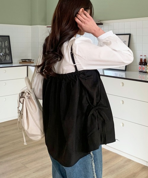 UNE MANSION(ユヌマンション)の「【2WAYスカート/キャミソール兼用】サイドビッグポケットフレアキャミソールレイヤードスカート(キャミソール・レディース・アイボリー/ブラック/ピンク・FREE)」の11枚目の写真