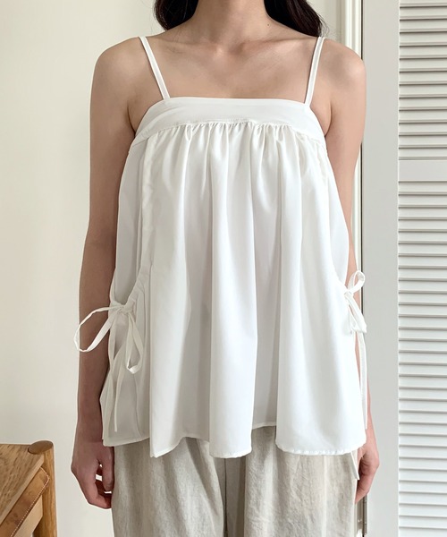 UNE MANSION(ユヌマンション)の「【2WAYスカート/キャミソール兼用】サイドビッグポケットフレアキャミソールレイヤードスカート(キャミソール・レディース・アイボリー/ブラック/ピンク・FREE)」の6枚目の写真