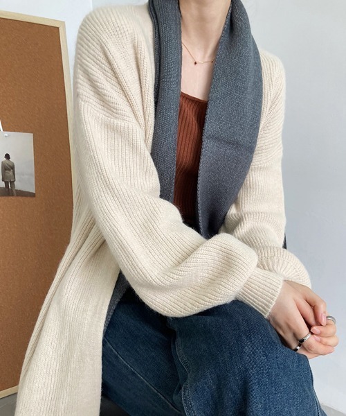 Miniministore（ミニミニストア）の「リブニット カーディガン ロングコート（カーディガン/ボレロ・レディース・ダークグレー/アイボリー/ブラック・FREE）」の19枚目の写真