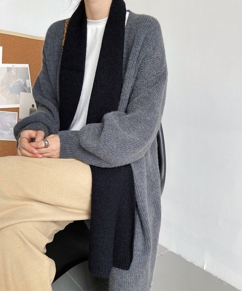 Miniministore（ミニミニストア）の「リブニット カーディガン ロングコート（カーディガン/ボレロ・レディース・ダークグレー/アイボリー/ブラック・FREE）」の16枚目の写真