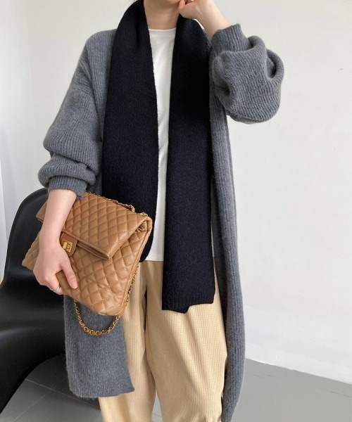 Miniministore（ミニミニストア）の「リブニット カーディガン ロングコート（カーディガン/ボレロ・レディース・ダークグレー/アイボリー/ブラック・FREE）」の14枚目の写真