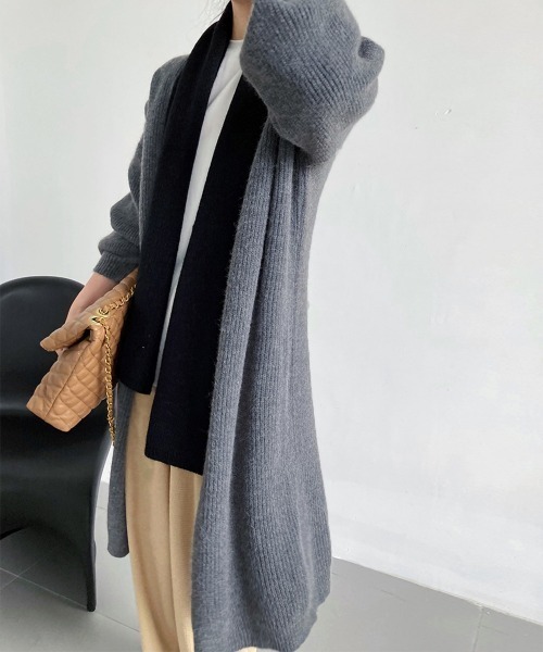 Miniministore（ミニミニストア）の「リブニット カーディガン ロングコート（カーディガン/ボレロ・レディース・ダークグレー/アイボリー/ブラック・FREE）」の13枚目の写真