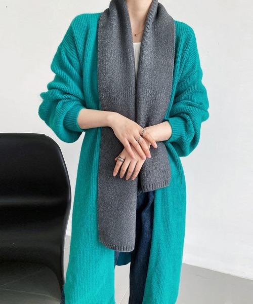 Miniministore（ミニミニストア）の「リブニット カーディガン ロングコート（カーディガン/ボレロ・レディース・ダークグレー/アイボリー/ブラック・FREE）」の10枚目の写真