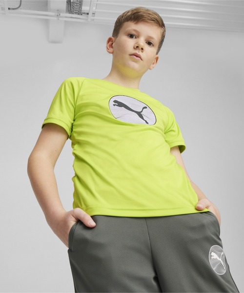 PUMA(プーマ)の「PUMA プーマ キッズ ボーイズ アクティブ スポーツ ポリ グラフィック 半袖 Tシャツ 120-160cm(Tシャツ/カットソー・キッズ・ブラック/レッド系その他/ライム/ネイビー/シルバー系その他・160/130/120/150/140)」の2枚目の写真