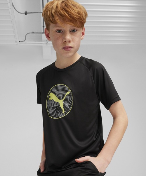 PUMA(プーマ)の「PUMA プーマ キッズ ボーイズ アクティブ スポーツ ポリ グラフィック 半袖 Tシャツ 120-160cm(Tシャツ/カットソー・キッズ・ブラック/レッド系その他/ライム/ネイビー/シルバー系その他・160/130/120/150/140)」の1枚目の写真