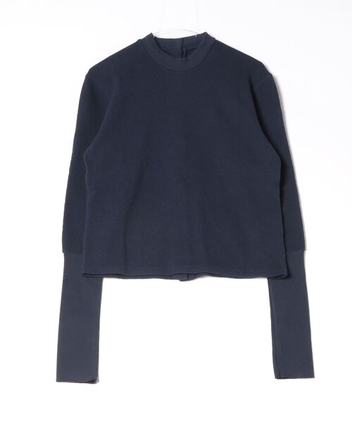 MEYAME(メヤメ)の「MEYAME/メヤメ フロントアンドバックリブプルオーバー FRONT AND BACK RIB PULLOVER(Tシャツ/カットソー・レディース・クリーム/ネイビー・FREE)」の4枚目の写真