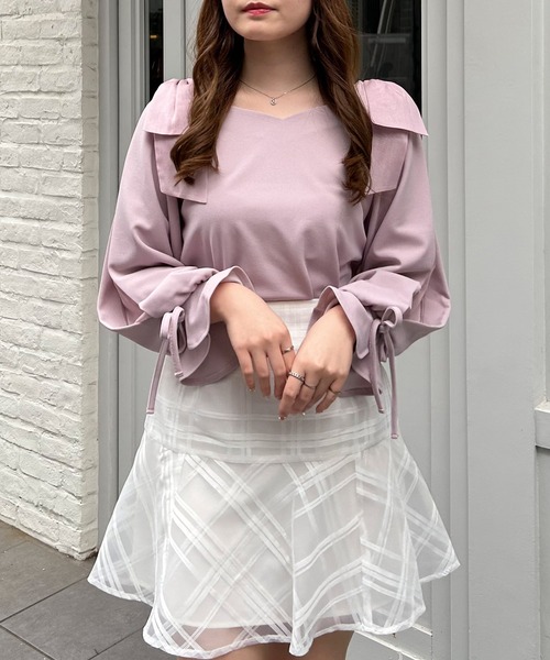 INGNI（イング）の「袖レース＆リボントップス（Tシャツ
