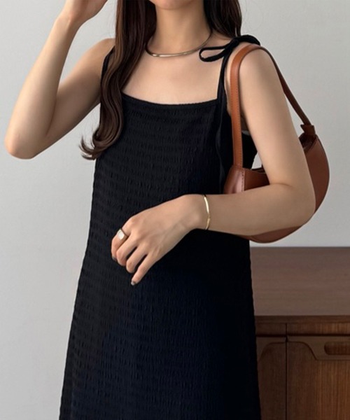 callautia(カラウティア)の「肩リボンカットジャガードキャミワンピース(ワンピース・レディース・ブラック/アイボリー/ピンク・SMALL/MEDIUM/LARGE)」の16枚目の写真