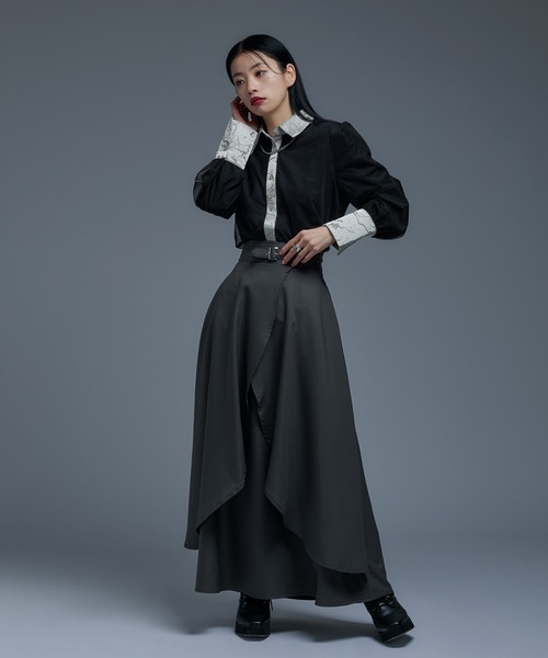 Ellno de Mavie（エルノデメヴィ）の「ジャガードキリカエチュールレイヤードシャツ（シャツ/ブラウス・レディース・オフホワイト/ブラック・FREE）」の5枚目の写真
