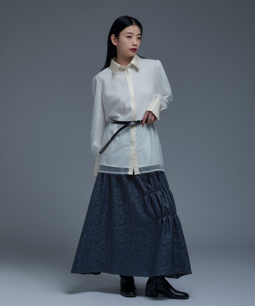 Ellno de Mavie（エルノデメヴィ）の「ジャガードキリカエチュールレイヤードシャツ（シャツ/ブラウス・レディース・オフホワイト/ブラック・FREE）」の11枚目の写真