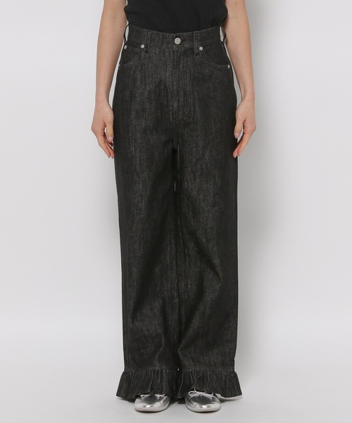 パンツ Frill-trim denim pants Frill-trim denim pants