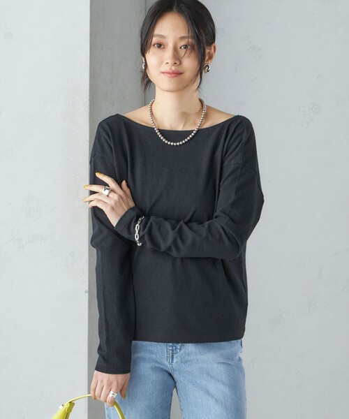 SHIPS(シップス)の「【SHIPS別注】onit:〈手洗い可能〉ラフィ 天竺 バック オープン ロング スリーブ◇(Tシャツ/カットソー・レディース・イエロー/ブラック・ONE SIZE)」の13枚目の写真