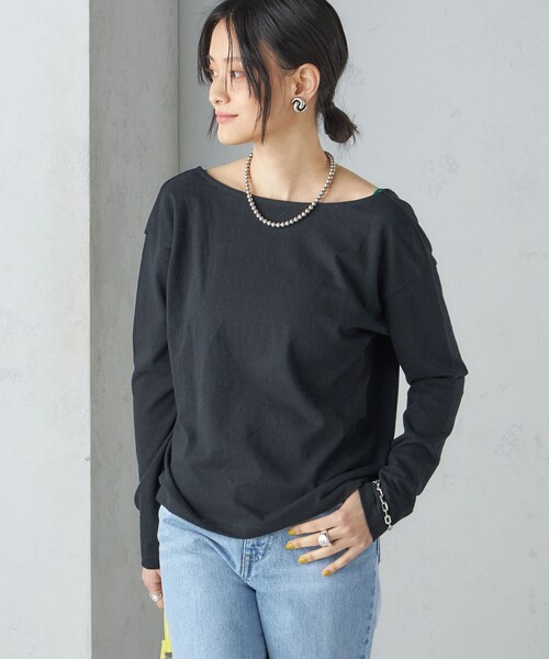 SHIPS(シップス)の「【SHIPS別注】onit:〈手洗い可能〉ラフィ 天竺 バック オープン ロング スリーブ◇(Tシャツ/カットソー・レディース・イエロー/ブラック・ONE SIZE)」の15枚目の写真