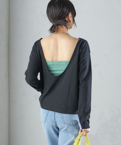 SHIPS(シップス)の「【SHIPS別注】onit:〈手洗い可能〉ラフィ 天竺 バック オープン ロング スリーブ◇(Tシャツ/カットソー・レディース・イエロー/ブラック・ONE SIZE)」の17枚目の写真