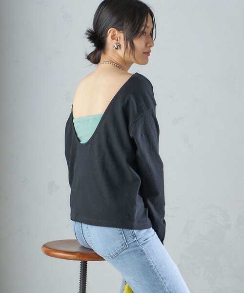 SHIPS(シップス)の「【SHIPS別注】onit:〈手洗い可能〉ラフィ 天竺 バック オープン ロング スリーブ◇(Tシャツ/カットソー・レディース・イエロー/ブラック・ONE SIZE)」の19枚目の写真