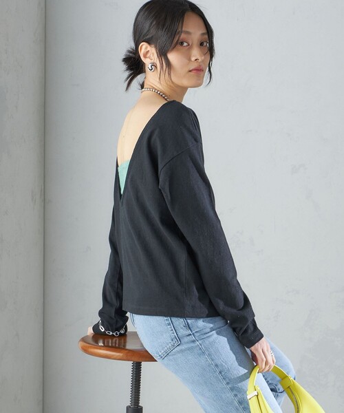 SHIPS(シップス)の「【SHIPS別注】onit:〈手洗い可能〉ラフィ 天竺 バック オープン ロング スリーブ◇(Tシャツ/カットソー・レディース・イエロー/ブラック・ONE SIZE)」の20枚目の写真